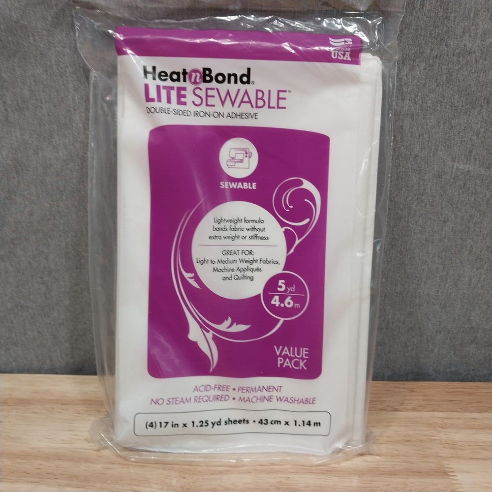 HeatnBond Lite Sewable Iron-On Adhesive Value Pack 4 Sheets 5yd White